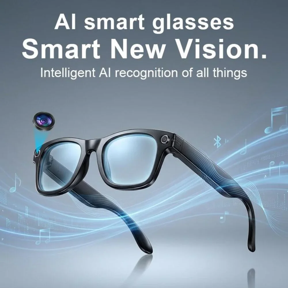 Smart HD Camera Glasses 8MP Photo Video Recording Headphone Mic AI Translation